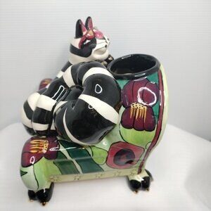 Lynda Corneille Swak Clancy Cat Character Votive Candle Holders Vintage 7"X8"5x8